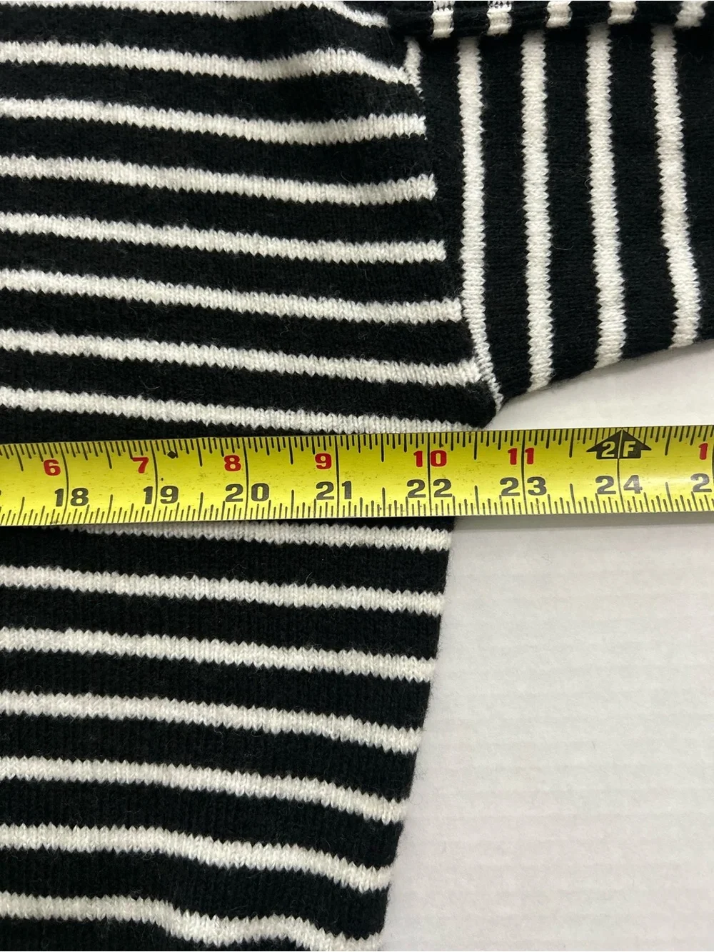 NWT LOFT Womens Sweater Black White Striped Pullover Wool Mock Neck Front Tie S